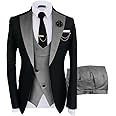 Wangyue Mens Suit 3 Piece Slim Fit Suits for Men Wedding Prom Tuxedo for Men Formal Business Suit