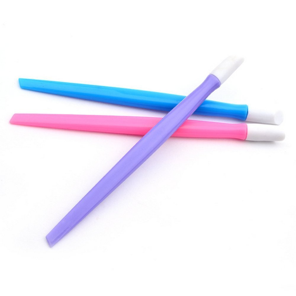 6pcs Professional Plastic Handle Hard Rubber Tipped Nail Art Tool Cuticle Pusher Cleaner(Random Color): Beauty