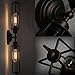 NAVIMC Black Antique Wrought Iron Wall Sconces Light Bedside Wall Lamp Decor Lighting Fixture(C)