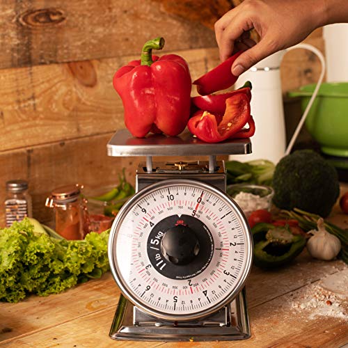 Tada Precise Portions Analog Food Scale - Stainless Steel, Removable Bowl, Tare Function, Retro Style, Kitchen Friendly (32 Ounces, Flat Top) - Thumbnail 2