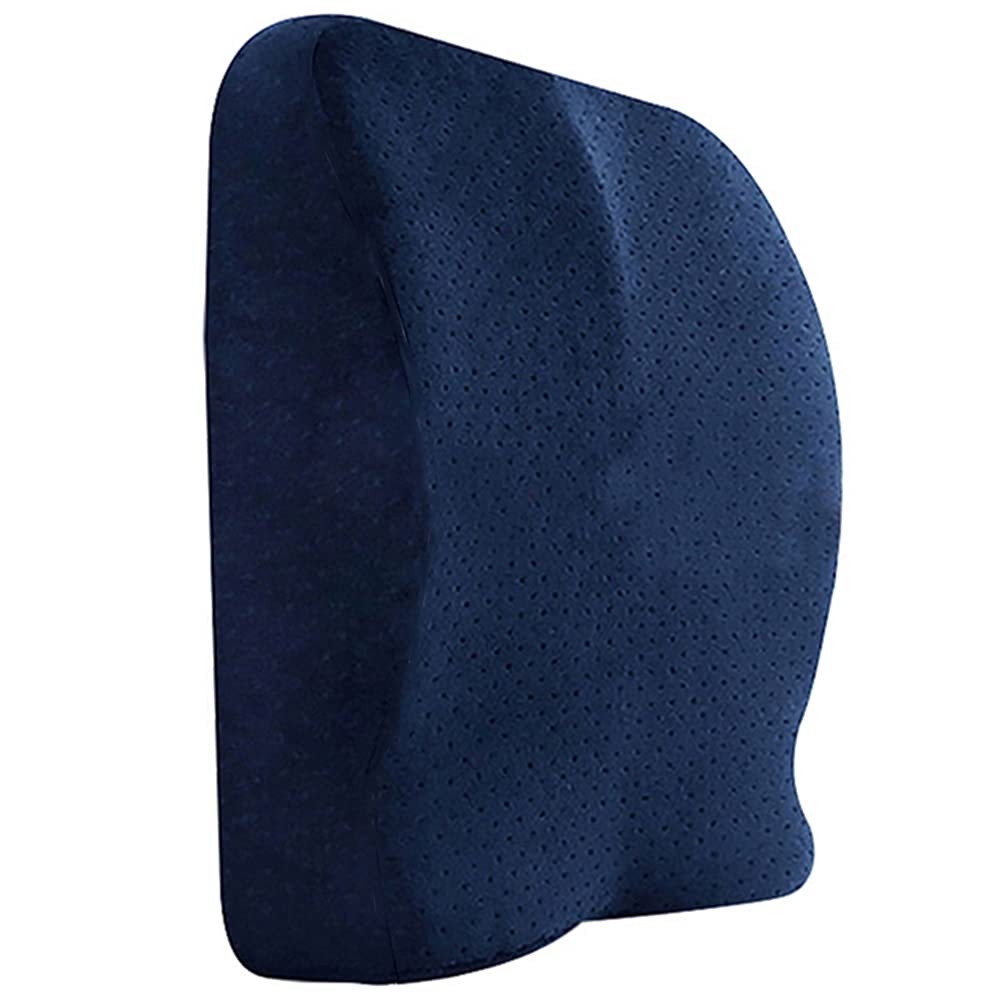 Gluckluz Seat Cushion Lumbar Support Pillow Set Memory Foam Coccyx Orthopedic Ergonomic Pads for Office Chair Car Truck Truck Relieves Back Tailbone Pain Sciatica (Blue)