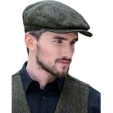 Mucros Weavers Kerry Cap, Irish Hat for Men, Herringbone Wool (US, Alpha, Large, Black Herringbone)
