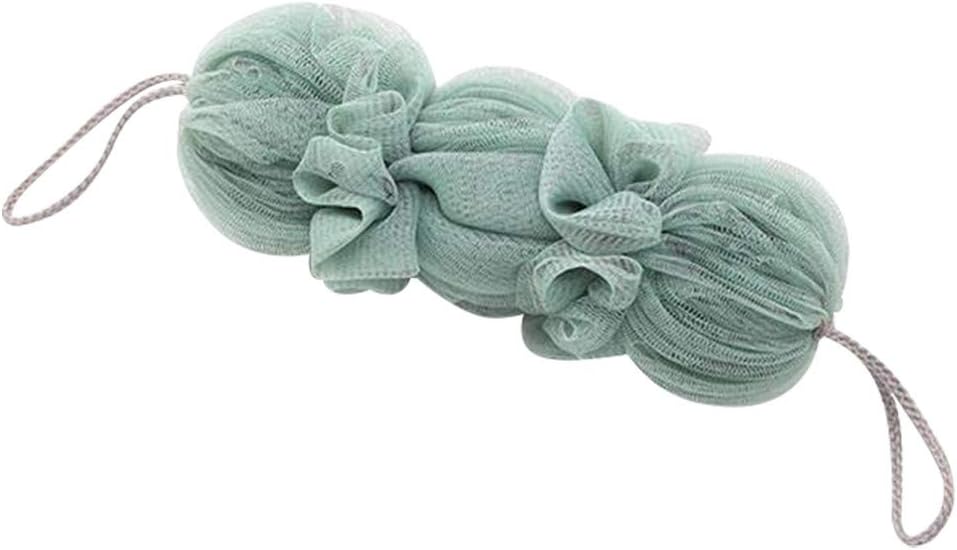 ErYao® Back Scrubber Bath Shower Mesh Sponge Exfoliating Body Scrub Braided Loofah Stretch with Lanyard (Green)