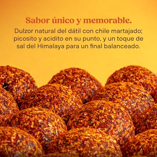 Dat Snack Bolas de Energía de Dátil Enchilado, Snack Saludable Sin Azúcar Añadida, Solo 4 Ingredientes con Fibra y Bajas en Sodio (3 Pack, 360g total)