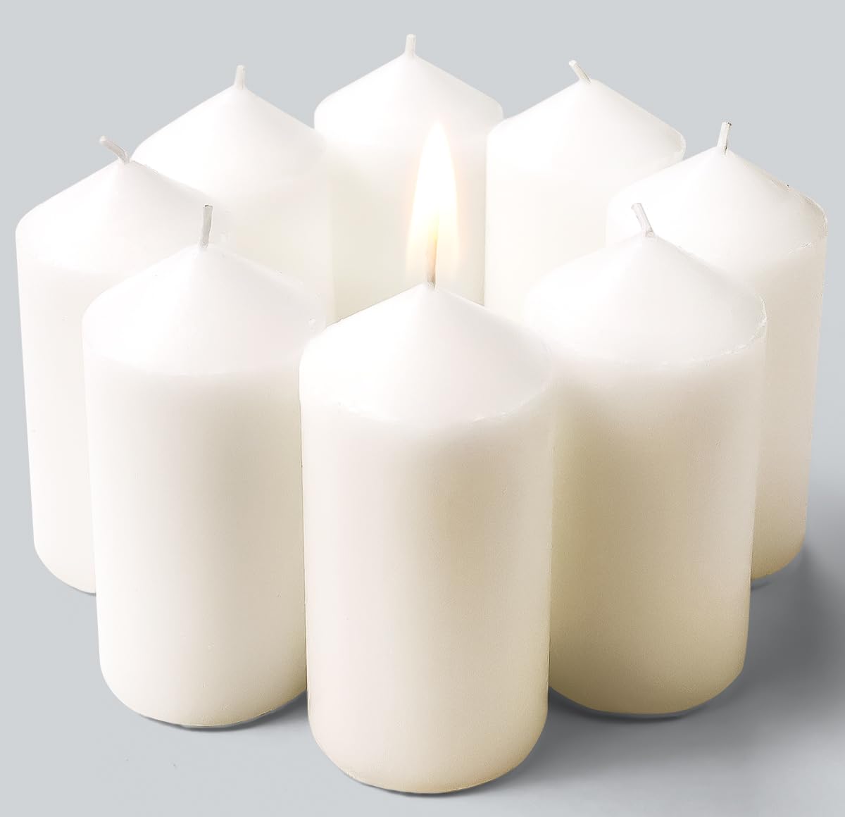 TRINIDa Premium Large Pillar Candle - 8 Pack White Pillar Candles in Eco-Kraft Paper Box, 80 x 50 mm | 18 Hour Long Burning Time - Ideal for Church, Home Decor and Special Occasions