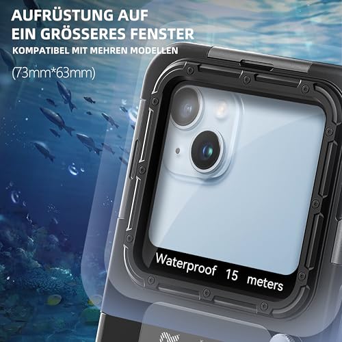 Ezanmull Scuba Diving Case for iPhone 17/16/15/14/13/12/11 Pro Max/XR/XS/X and Plus - Professional Protection - 15M - for Snorkeling, Surfing, Photos and Videos - Black
