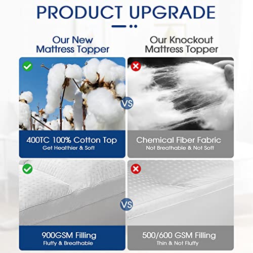 King Size Mattress Topper for Back Pain Extra Thick Cooling 400TC