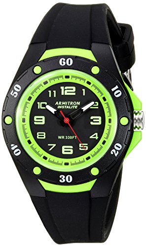 Armitron Sport Unisex 25/6428BLG Easy To Read Dial Black Silicone Strap Watch