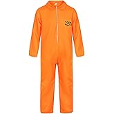 frawirshau Prisoner Costume Orange Prison Jumpsuit Adult Costumes for Men Jail Criminal Outfit