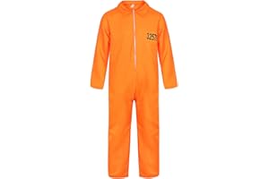 frawirshau Prisoner Costume Orange Prison Jumpsuit Adult Costumes for Men Jail Criminal Outfit