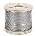 VEVOR 316 Stainless Steel Cable 200ft Stainless Steel Wire Rope 1/8" 1x19 Steel Cable for Railing Decking DIY Balustrade