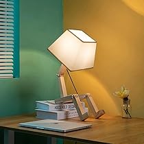 ELINKUME Cute Robot Desk Lamp,Unique Dimmable Bedside Table