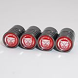 US85 Red Jaguar Logo Emblem Auto Car Wheel Tire Air Valve Caps Stem Cover Cover Accessories Decoration Birthday Gift (Black Chrome)