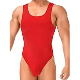 ChiaoLezhee Mens Thong Bodysuit, G-String High Cut Sexy One Piece Lingerie, Semi Sheer Breathable Leotard Underwear