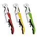 Wine Opener Waiters Corkscrew by Kitchen Gadgets - 3 Pack - 3in1 Multitool: Double Hinged Corkscrew + Foil Cutter Knife + Cap Opener - Easy One Hand Operation - Professional Durable Metal Design