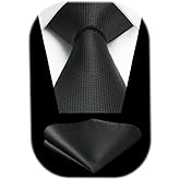 HISDERN Ties for Men Plaid Checkered Tie with Pocket Square Woven Business Formal Necktie Handkerchief Set Wedding Party