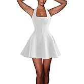 Richlylian Women's Fit and Flare Mini Dress - Sleeveless Sweetheart Hater Neck Bow Sexy A Line Club Party Going Out Dresses