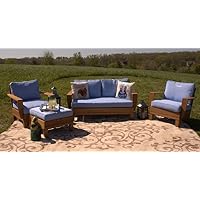 Sale 4pc Margaritaville Patio Furniture Conversation Set Blue Palm Tree Reverible Cushions Child Pod Swing Chair