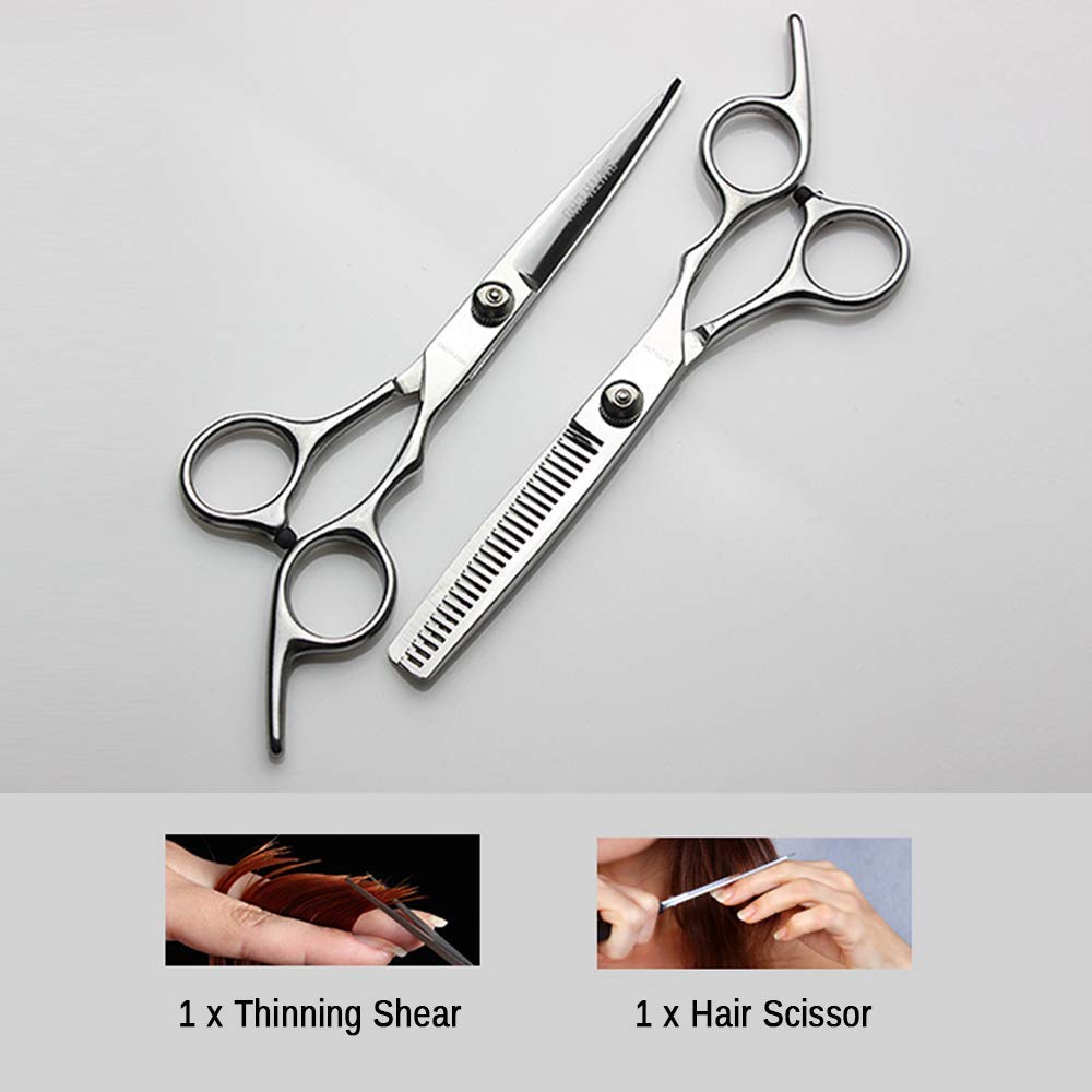 Professional Hair Cutting Scissors Set,Barber Hair Scissors, Thinning Scissor, Hairdressing Shears, Hair Comb, Leather Scissors Case, Stainless Steel Hair Cutting Shears Kit For Men, Women, kids-7 PCS: Home Improvement