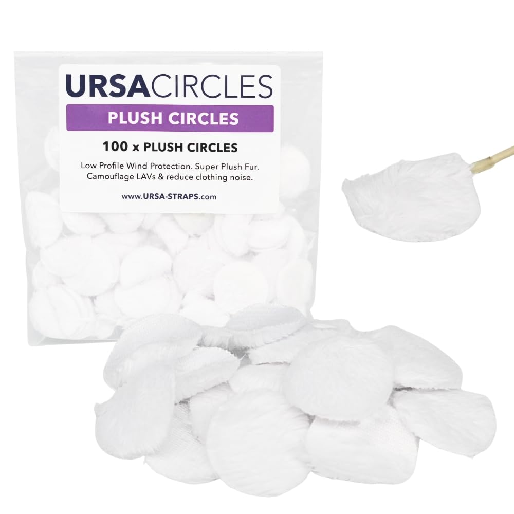 URSA Plush Circles - 5mm length short fur LAV covers. Reusable & Super Soft. 25mm Diameter (100x, White)