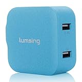 Lumsing 3363993 17w Dual Port USB Wall Charger Adapter for Smartphones and Tablets - Blue