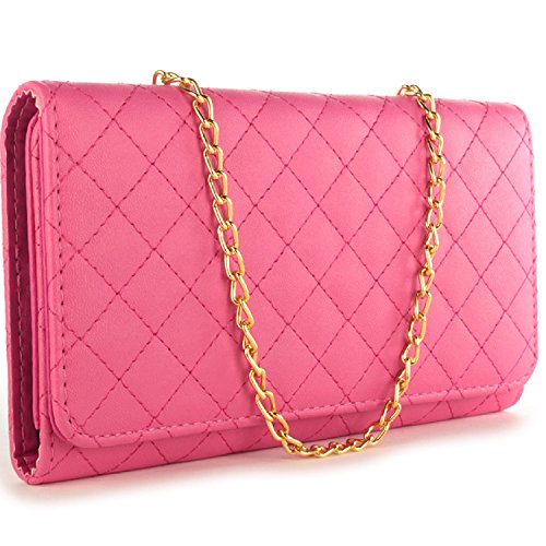 Galaxy S6 Edge+ Plus Wallet Case, CoverON [ClutchCase Series] Phone Cover Purse + LCD + Mirror Handbag Carrying Case For Samsung Galaxy S6 Edge+ Plus - Hot Pink - Thumbnail 4