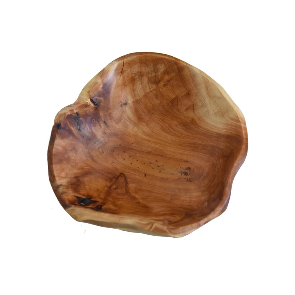 MIATTCLD Large Decorative Wooden Bowl Natural Handmade Root Carved Real Wood Fruit Serving Bowls for Nut Key Jewelry Display (25cm-30cm)