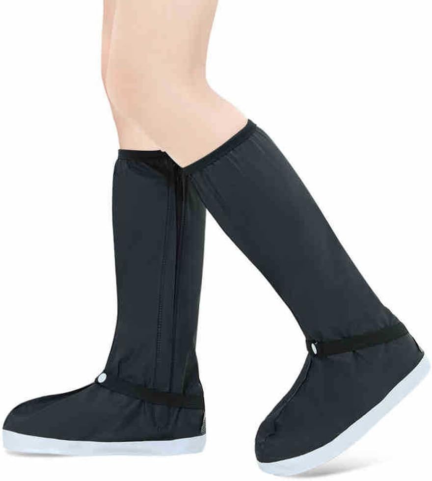 USONG Reusable Waterproof Protective Shoes Cover Outdoor Slip-resistant Rain Boots for Cycling, Camping, Fishing, Garden (XL(sole length:29.5cm/11.61 inch), Black)