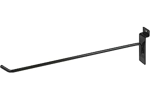 Econoco Slatwall Deluxe Hooks, 12 Inch Display Hooks for Slatwall Panels, Heavy Duty Metal, Pack of 96, Black