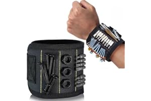 Magnetic Wristband with 15 Strong Magnets for Holding Screws Nails Drill Bits-Best Armband Tool for DIY Handyman-Unique Tool 