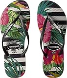 Havaianas Women's Slim Tropical Sandal, Black/Black/Imperial Palace, 9/10 M US