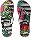 Havaianas Women's Slim Tropical Floral Flip Flop Sandal, Black/Black/Imperial Palace, 9/10 M US