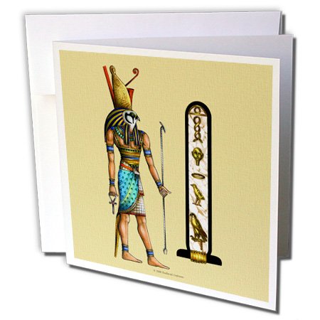 3dRose Greeting Card - Horus Egyptian God Pagan Art - Badhead Gadroon Mythology