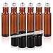 UNKE 6, Amber, 10 ml Glass Roll-on Bottles with Stainless Steel Roller Balls for Essential Oil, Aromatherapy