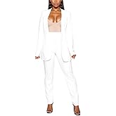 Vakkest Womens Suits 2 Piece Set Business Formal Outfit Casual Long Sleeve Blazer and Office Work Pencil Pants Dressy