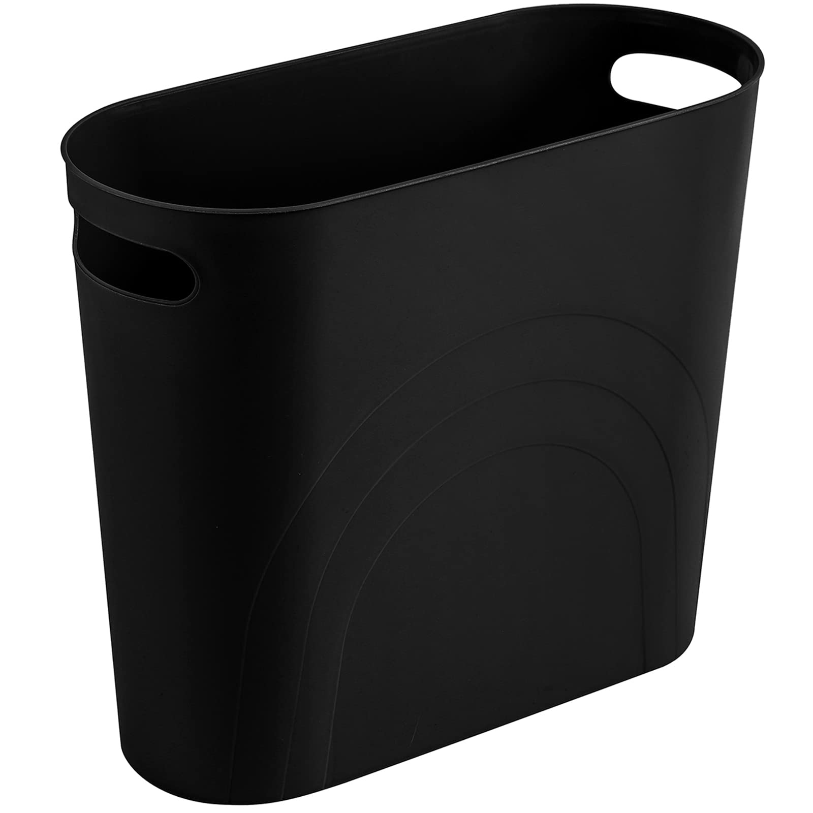 Photo 1 of rejomiik Small Trash Can, 3.5 Gallon Slim Garbage Can Plastic Waste Basket with Handles Container Bin for Narrow Spaces Bathroom, Bedroom, Kitchen, Office at Home, Black