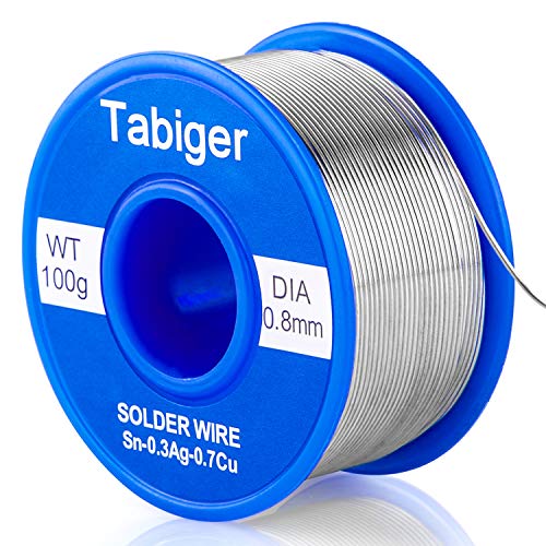 Tabiger Solder Wire, Lead Free Solder Rosin Core Tin Wire 97Sn-2Rosin-0.7Cu-0.3Argentum, 0.8mm, Net Weight 100g
