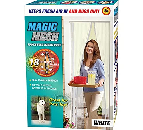Magnetic Fly Screen Door, Magic Mesh, Hands-Free Net Curtain, Powerful Magnets Insect Protection, Anti Mosquito Pests, Let’s Fresh Air in and Bugs Out, Easy Access for Dogs & Cats, 100*213cm, (White)