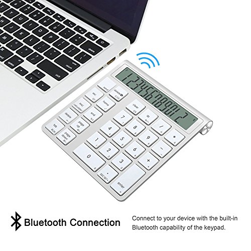 Cateck 2-in-1 Aluminum Bluetooth Wireless Smart Keypad & Calculator Combo for Apple Wireless Magic Keyboards[ 2 AAA Batteries Included] - Thumbnail 3