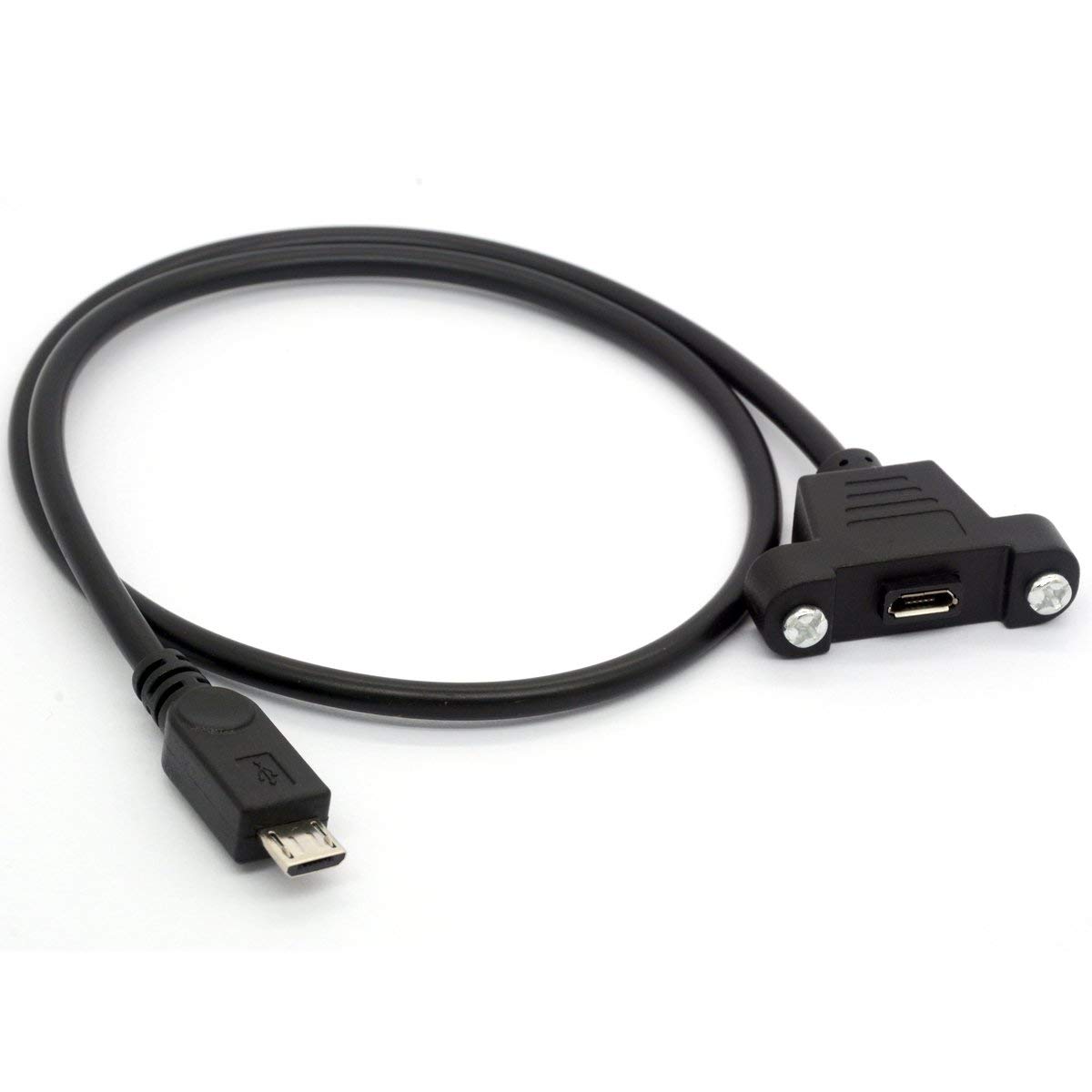 OpenII Micro B Male to Female Cable, Screw Panel Mount Micro USB Cable Extension Cord for Raspberry Pi, Arduino, Feather - 50cm