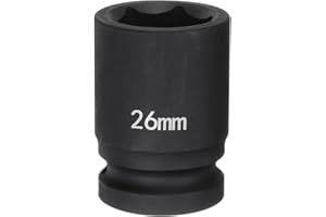 HARFINGTON 6-Point Impact Socket 3/4" Drive 26mm Metric 40Cr Alloy Steel Spindle Axle Nut Impact Socket