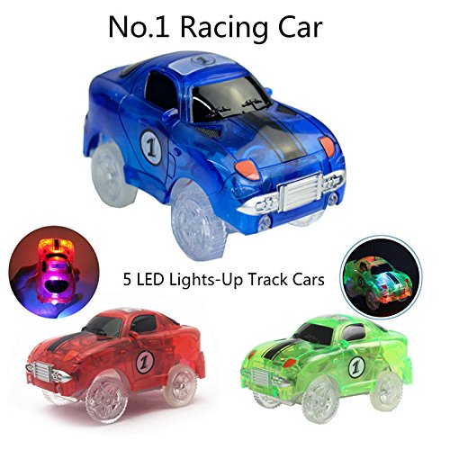 4 Packs Toy Train Cars Light-Up Fast Speed Magic Fast Tracks Cars Replacement Track Race Car Toy 5 LED Lights Racing Cars Track Accessories Compatible with Most Tracks Endless Fun for Boys & Girls - Thumbnail 5