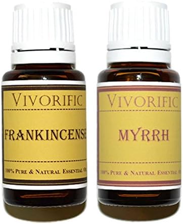 Frankincense and Myrrh Essential Oil - 15 ml - Combo Pack|100% Pure, Natural and Therapeutic Grade| Great for Aromatherapy and Much More| vegan and Kosher Certified (15 mL) | Myrrh from Egypt