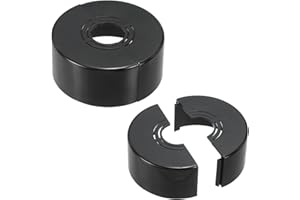 PATIKIL Wall Split Flange 0.8/1/1.3 Inch, 2Pcs 1.2" Thicken Cuttable ABS Round Escutcheon Plate Cover Buckle for Water Pipe Faucet Decoration, Black