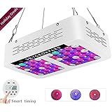 300W LED Grow Lights Programmable Timer Control AC ON/OFF 12-band Full Spectrum Plant Growing Light with UV/IR for Veg and Flower(White)