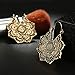 Vintage Gypsy Hammered Antique Silver Lotus Flower Hoop Earrings for Women (Gold)
