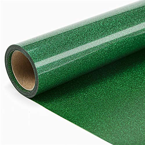 JANDJPACKAGING Green Glitter Heat Transfer Vinyl HTV Roll 10in x 10ft