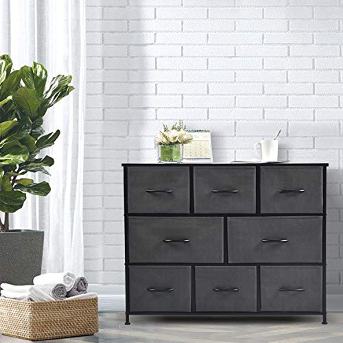charaHOME Fabric Storage Organizer Clothes Drawer Dresser with 8 Drawers, Dresser Storage Tower for Bedroom, Hallway, Entryway, Closets, Heavy Duty Steel Construction, Wood Top