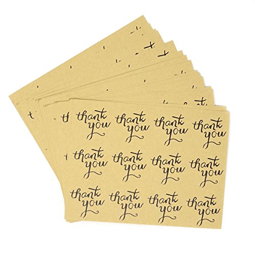 Honbay 20 Sheets 240pcs Kraft Paper Round Thank You Sticker Self-Adhesive Seal Sticker Decorative Sticker for Wedding, Scrapbooking, Thank You Notes, Card Making, Packaging, Gift Wrap, Envelopes Seal