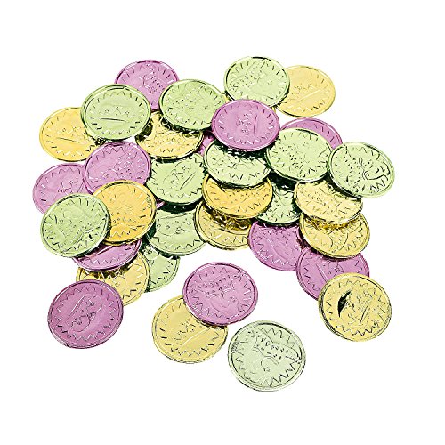 Colorful Mardi Gras Coins (144 Pieces) 1 1/4